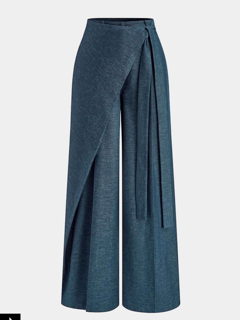 High-Rise Wrap Wide-Leg Pants in Slate Blue